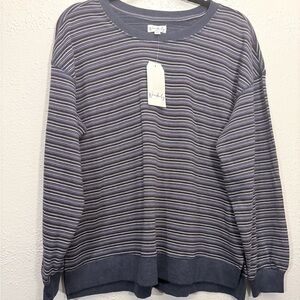 Wonderly Studio Women's M Sweater Pullover Blue Striped NWT